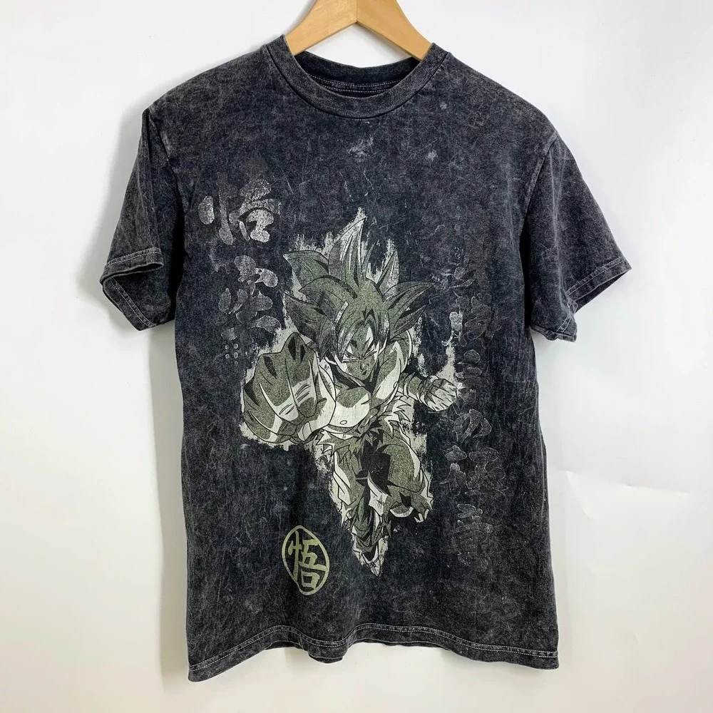 Dragon Ball‎ Z Boy's Goku T Shirt Anime Black Wash Graphic Tee Size M